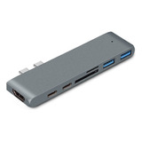 Hub Adaptador 7 Em 1 Usb-c 3.1 Hdmi 4k Thunderbolt Macbook Cor Cinza-escuro