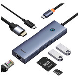 Hub Adaptador Baseus 7 Em 1 Tipo C Para Hdmi 2 Usb pd rj45 sd tf
