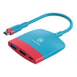Hub Adaptador Usb C 3 Em 1 Nintendo Switch Tv Dock Hdmi 4k