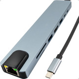 Hub Adaptador Usb C Tipo c Porta Hdmi Rj45 Para Mac Notebook