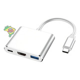 Hub Adaptador Usbc 3 1 Tipo C Hdmi Para Apple Macbook 3x1