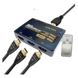 Hub Switch Hdmi 3x1 Ultra Hd 4k Controle Remoto E Cabo