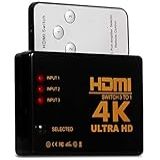 Hub Switch Hdmi Com 3 Entradas E 1 Saída Chaveador Divisor Full HD 1080p 4k 3D Com Controle