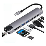 Hub Tipo C Dock Station Para Notebook Dell Apple 8 Em 1 4k