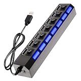 Hub Usb 2 0 7 Portas Cabo Extensor Externo Adaptador Usb Led Alta Velocidade Laptop Pc Notebook Carregamento Rápido Expansão Aumento Dispositivos Múltiplos Régua Extensora High Speed Hd