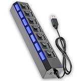 Hub USB 2 0 Com 7 Portas Switch E LED Individual Expansor De Conectividade Para PC Notebook E Consoles Transferência De Dados Até 480Mbps Compatível Com Múltiplos Dispositivos
