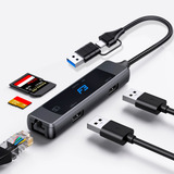 Hub Usb 3 0 Type c P Leitor De Cartão Micro Sd E Rj45