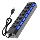 Hub Usb 7 Portas Carregador Adaptador Chave Seletora Liga