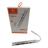 Hub Usb Adaptador Tipo C Entrada 5 Portas 3 0 Cor Branco prata