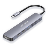 Hub Usb c 7 Em 1 Lention Ce18hcr Com 4k Hdmi Sd Card Pd 100w Para Macbook Cor Cinza Espacial