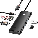 Hub USB C Adaptador Multiportos- Baseus Hub USB C Para Laptop Com 4K HDMI- 100W PD- USB 3-0- Compartimentos Para Cartão SD-TF- Base USB C Fina Para MacBook Pro- Laptop -6-in-1 Type C-PD-