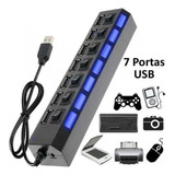 Hub Usb Cabo Extensor Régua Usb 3 0 E 2 0 7 Portas High Speed Hd Pen Drive Pc Adaptador Compativel Notebook