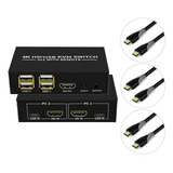Hub Usb Chaveador Switch Kvm 2 Portas 4k Mouse Cabo Hdmi 2 0