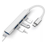 Hub Usb Type c 4 Portas Usb 3 0 Alta Velocidade Otg Cor Cinza