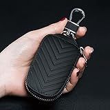 HUFIDA Capa De Couro Para Chave De Carro Capa De Chave Para Chaveiro Porta Chaves De Carro Capa De Chave Automática Unissex Homens Mulheres Preto