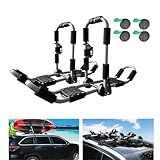 HUIMENG Rack De Teto Para Caiaque 4 Em 1 Dobrável Ajustável Bilateral Em Forma De J Para Caiaque Surf Esqui Suporte De Tejadilho Com 4 Peças De Tiras De Amarração No Teto Do Carro SUV