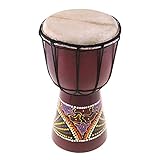 HUIOP 6in Djembe Africano Tambor De Madeira Maciça Esculpida à Mão Instrumento Musical Tradicional Africano Tambor De Mão