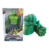 Hulk Boneco 30 Cm Articulado Vingadores Par De Luva Espuma