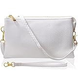 Humble Chic Bolsa Feminina De Couro Vegano - Bolsa Clutch Pequena Com Alças De Ombro E Pulso- Branco- One-size
