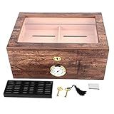Humidor Para Charutos Grande Capacidade 2 Camadas Madeira De Cedro Port Til Viagem Estojo Porta Charuto Caixa De Armazenamento Caixa Com Higr Metro Umidificador Divisor Capa De Charut