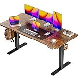 Huuger Mesa Elétrica Grande De 139 X 71 Cm- Mesa De Computador Com Altura Ajustável- Mesa De 70 Cm De Profundidade- Mesa De Escritório Para Jogos De Pé Com 2 Ganchos- 3 Alturas Predefinidas- Para