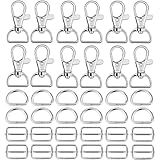Hysagtek 60 Peças De Chaveiro De Metal A Granel Ganchos De Encaixe Giratórios Anel D E Fivela Deslizante Griglide Para Bolsa De Mão Parafusos Fixadores Alça Mochila DIY Acessórios De Artesanato 1 Polegada Prata