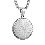 HZMAN Pingente De Medalha De Aço Inoxidável Banhado A Ouro Senhores Orando Mãos E Moedas Para Homens E Mulheres Versículo Da Bíblia Colar Fígaro Corrente Metal Não 