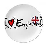I Love England Placa De Coração Decorativa De Porcelana Salver Prato De Jantar