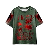 I M Ok It S Not My Blood Camiseta De Manga Curta Casual Estampada Para Bebês Criança Camiseta Estampada Macia Para Crianças  Verde  5 6 Anos