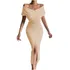 I Vestido Feminino F1 Verão Bandagem Cor Sólida Sem Costas