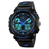 Ibasenice 1270 à Prova D água Relógio Esportivo Masculino Casual Militar Analógico De Quartzo Digital LED Relógio Duplo Display Duplo Cronógrafo Relógio De Pulso Homem Azul