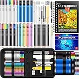 IBayam Kit De Desenho Com 78 Kit De Esboço Pro Art Supplies Com 75 Folhas Bloco De Desenho De 3 Cores Livro De Colorir Colorido Grafite Carvão Aquarela Lápis Metálicos Para Artistas Adultos Crianças Iniciantes