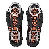 Ice Cleat 1 Pair 18 Teeth Anti Slip Shoe Grips Spikes Cleats Crampons For Snow Ground Hiking Climbing L 