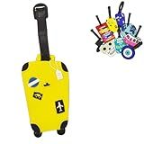 Identificador De Mala De Viagem Tag De Bagagem Avião Férias Etiqueta Silicone Premium TAG01 Mala Amarela