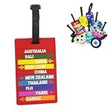 Identificador De Mala De Viagem Tag De Bagagem Avião Férias Etiqueta Silicone Premium TAG03 Destinos