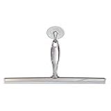 IDesign Zia Rodo De Banheiro De Metal E Plástico Para Chuveiro  Portas De Vidro  Pisos  Espelhos  Com Suporte De Gancho De Sucção  30 Cm  Transparente E Aço Inoxidável