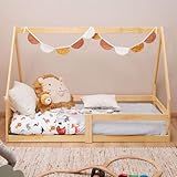IDIMEX Mini Cama Infantil Montessoriana Casinha De Madeira Com Estrado Wilma Natural