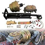 IiLentes Kit De Impulsionador De Freio De Potência Dupla Universal De 17-8 Cm Com Furo De 2-5 Cm GM De Ferro Fundido Mestre Cilindro-pedal Kit De Suporte De Montagem De Firewall E Kit De Válvula Proporcional PV4 - Disco-disco Mestre De Hélice