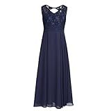 Iiniim Vestido Longo De Chiffon De Renda Floral Para Madrinha De Casamento Festa De Casamento Formatura Noite Azul Marinho Escuro 4