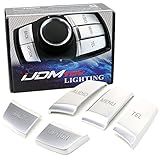 Ijdmtoy Acabamento Decorativo De 5 Botões Prata Acetinado Premium Compatível Com Bmw 1 2 3 4 5 7 X Series 5 Teclas Multimídia Idrive Botão De Controle