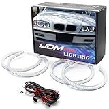 IJDMTOY Kit De Iluminação Anel Halo Angel Eyes LED Branco Xenon 284-SMD 7000K- Compatível Com BMW E46 Série 3 Acabamentos De Halogênio