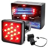 IJDMTOY Lente Fumê 15 LED Receptor De Engate De Reboque Luz Traseira De Freio Com Recurso Estroboscópico Compatível Com Caminhão SUV Trailer Equipado Classe 3 4 5 Furo Adaptador De Reboque De 5 Cm