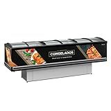 Ilha Expositor P Congelados E Resfriados GESV 290CLPR Premium Preta C LED E Controlador Digital Vidro Curvo Deslizante Gelopar 220V