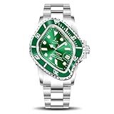 ILLIMITE Relógio De Pulso Masculino Automático Melting Pea001 Bidirecional Com Corda Automática Mecânica 3ATM Arte Surrealista à Prova D água Bisel Verde E Mostrador Clássico