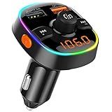 ILOKEY Transmissor FM Bluetooth 5 0 Para Carro 12 V 24 V Com Cancelamento De Ruído MP3 Player 7 Cores LED Adaptador De Carregador Suporta QC 3 0 Carga Rápida Chamada Mãos Livres Cartão TF Pen Drive
