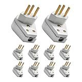 Ilumi Kit 10 Plug Macho 10A 250V 2P T Pino Prensa Cabo Gigante Ilumi Cor Branco