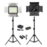 Iluminador De Led Soleste W300ll 3200k 5600 fonte bateria 2m Cor Da Estrutura Preto Cor Da Luz Branco neutro preto 7 4v
