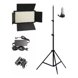 Iluminador Led 600 Com Tripé Y Fonte Bicolor Youtuber Cor Da Estrutura Preto 110v 220v Equifoto Kitroled600