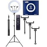 Iluminador Led Ring Light De 18 Polegadas Tripé 2 Metros Com 3 Suportes Para Celular Dimer Lives Vídeo Light BELLA NET