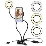 Iluminador Ring Light Anel Luz Articulado LED Youtube Maquiagem Garra Celular Foto Video